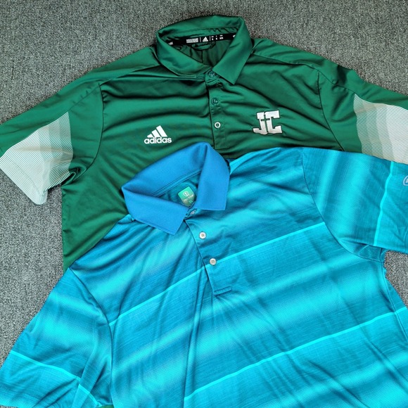 Adidas & Pro Tour Golf Polos Size XL Mens Green Teal Striped Performance Lot 2 — photo 2